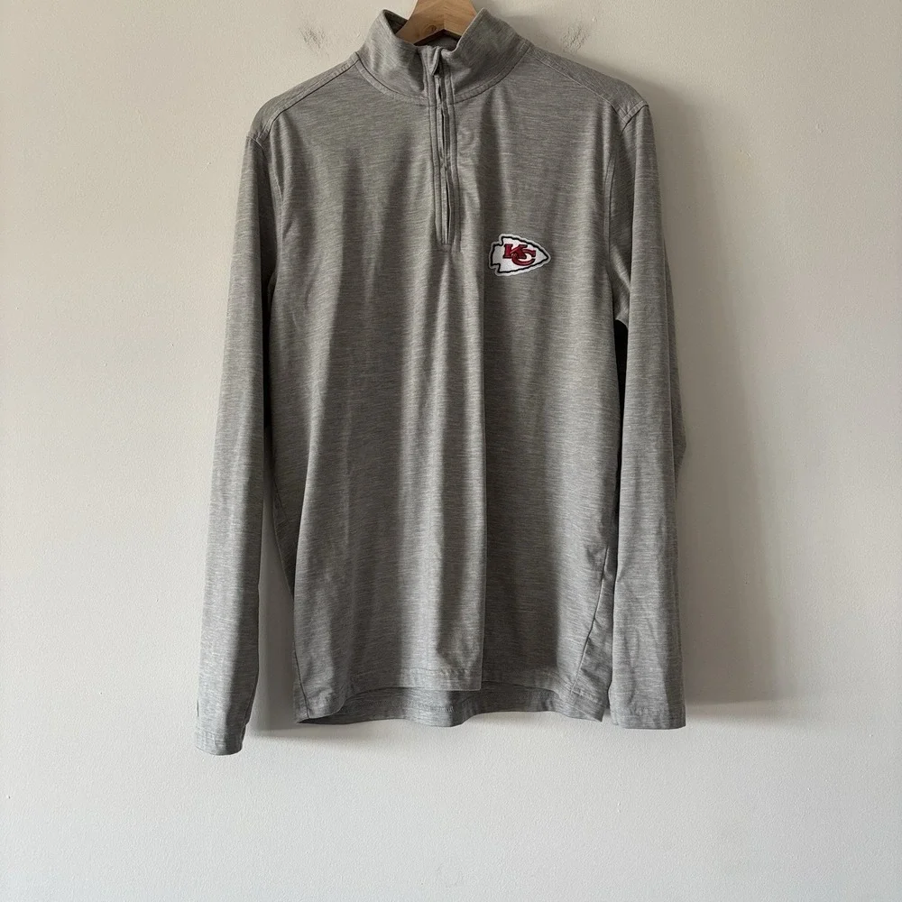 Kansas City Chiefs Antigua‎ 1/4 Zip Pullover Shirt Gray Men's M Gym Athleisure